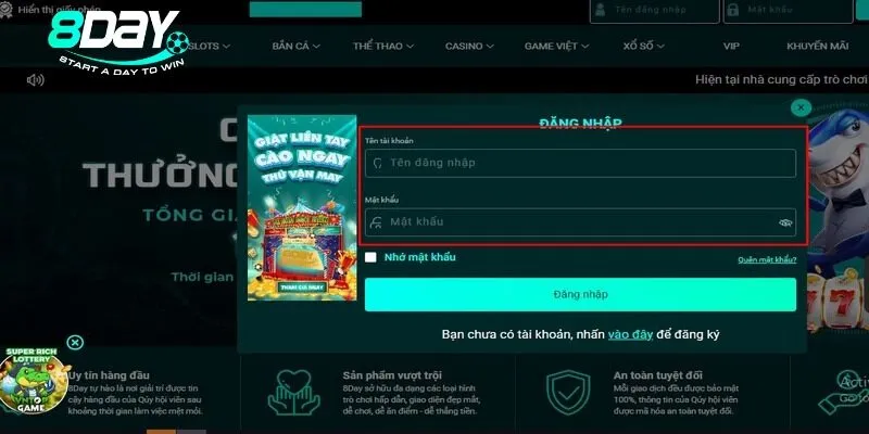 Đăng nhập 8DAY với hướng dẫn cụ thể đơn giản nhất